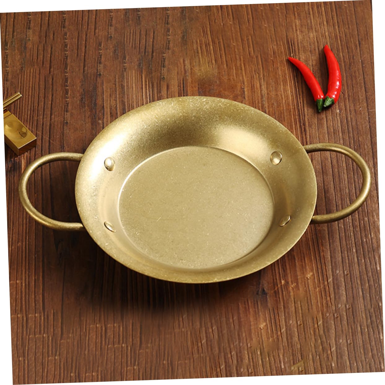ULTECHNOVO Padella Spagnola in Acciaio Inox Oro, Fondo Piatto