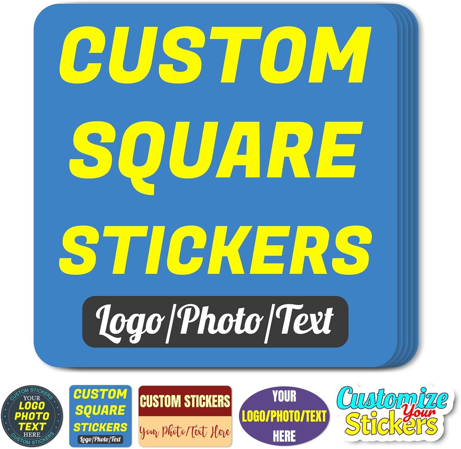 Custom Stickers Personalized Labels for Business Logo Customized Waterproof Stickers with Photo Text Picture Name for Wedding Birthday Party Make Your Own Stickers 50-300Pcs(Rectangle,5"x3")