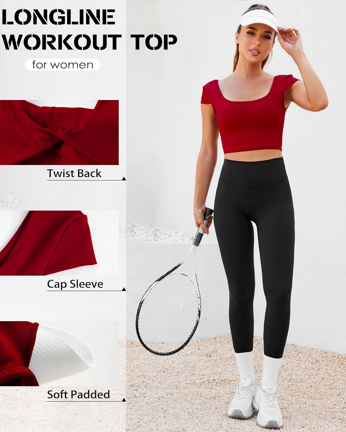 DaiLiWei Open Back Workout Tops for Women Short Sleeve Longline Sports Bras Support Crop Tank Yoga Shirts with Built in Bra - Image 4