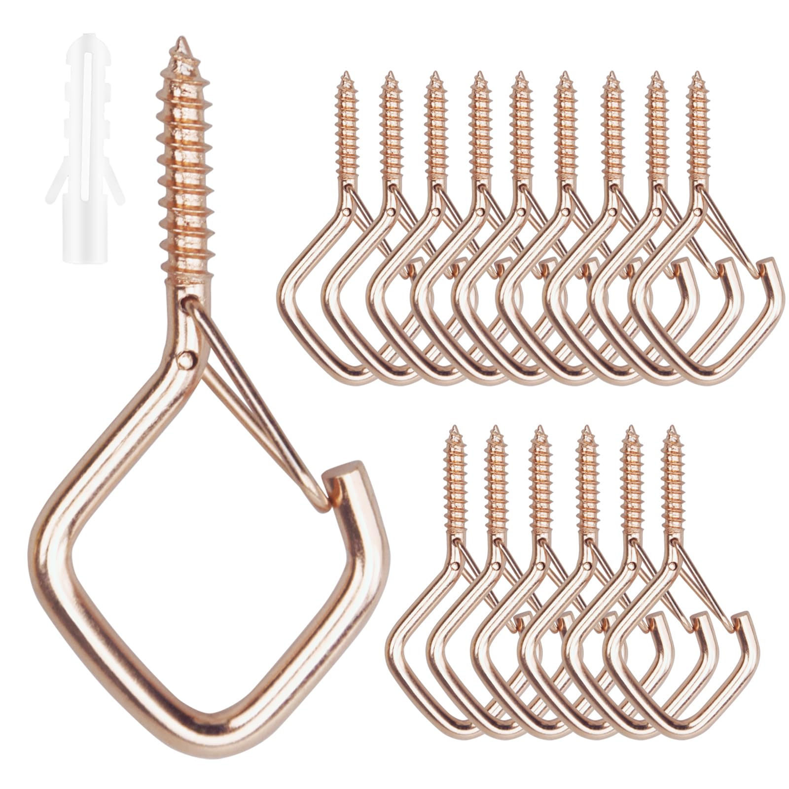 Viweolm 15 Pcs Rose Gold Eye Hooks Screw Heavy Duty,Ceiling Hooks for Hanging Plants,String Lights,Cup,Wind Chime,Bird Feeders. Plant Hanger Indoor&Outdoor
