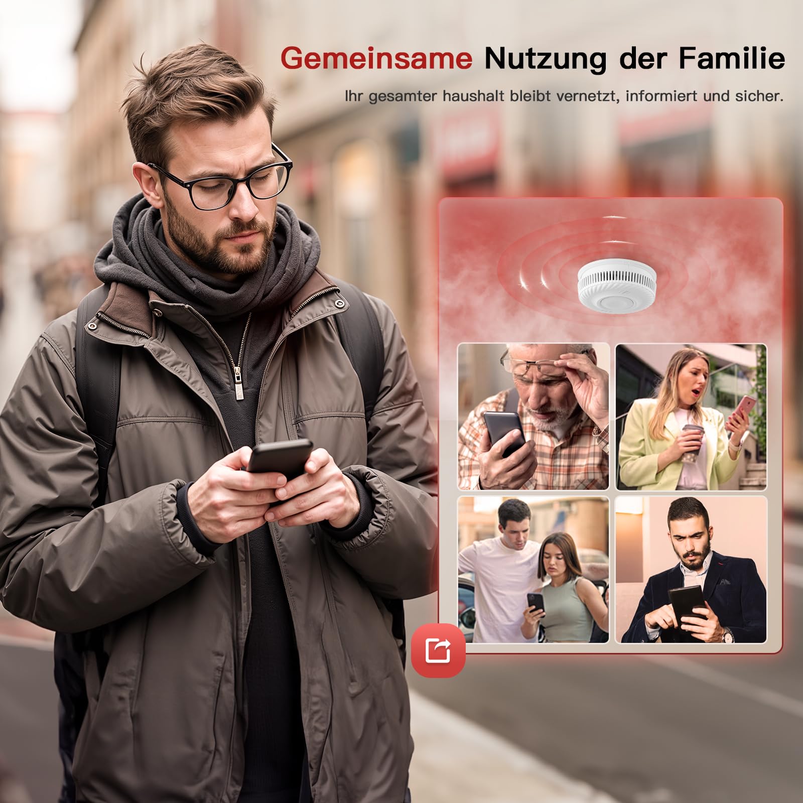 PHYSEN Smart Rauchmelder WLAN 10 Jahre Batterie, Rauchwarnmelder mit Fotoelektrischem Sensor, Brandmelder Entspricht den TÜV Rheinland & EN14604 Zertifiziert, Kompatibel mit Tuya/Smart Life APP, 6St