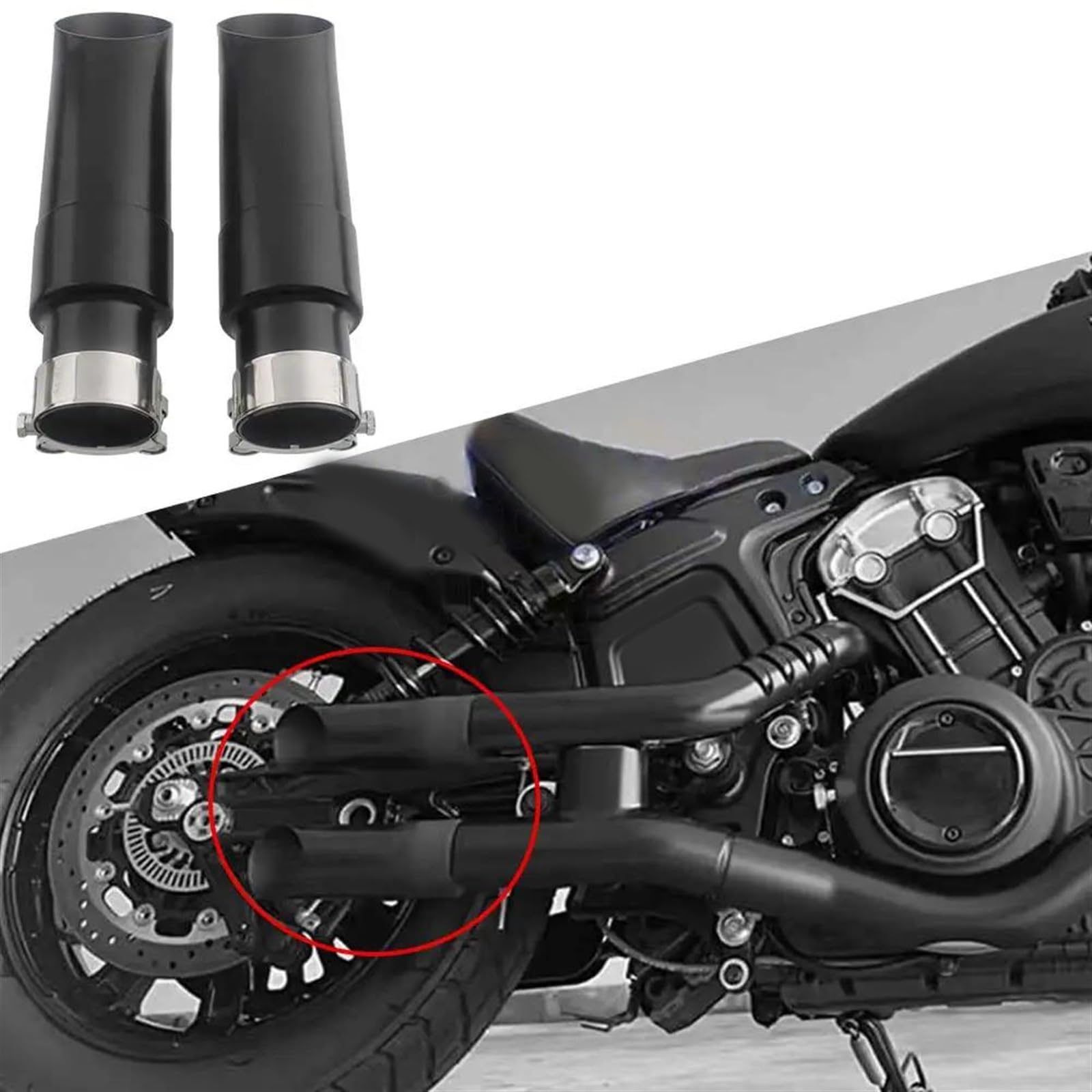 Tubos De Escape con Silenciador Accesorios para Motocicleta Tubo Doble Salida Aleación Acero para Indian Scout Bobber 2018-2024