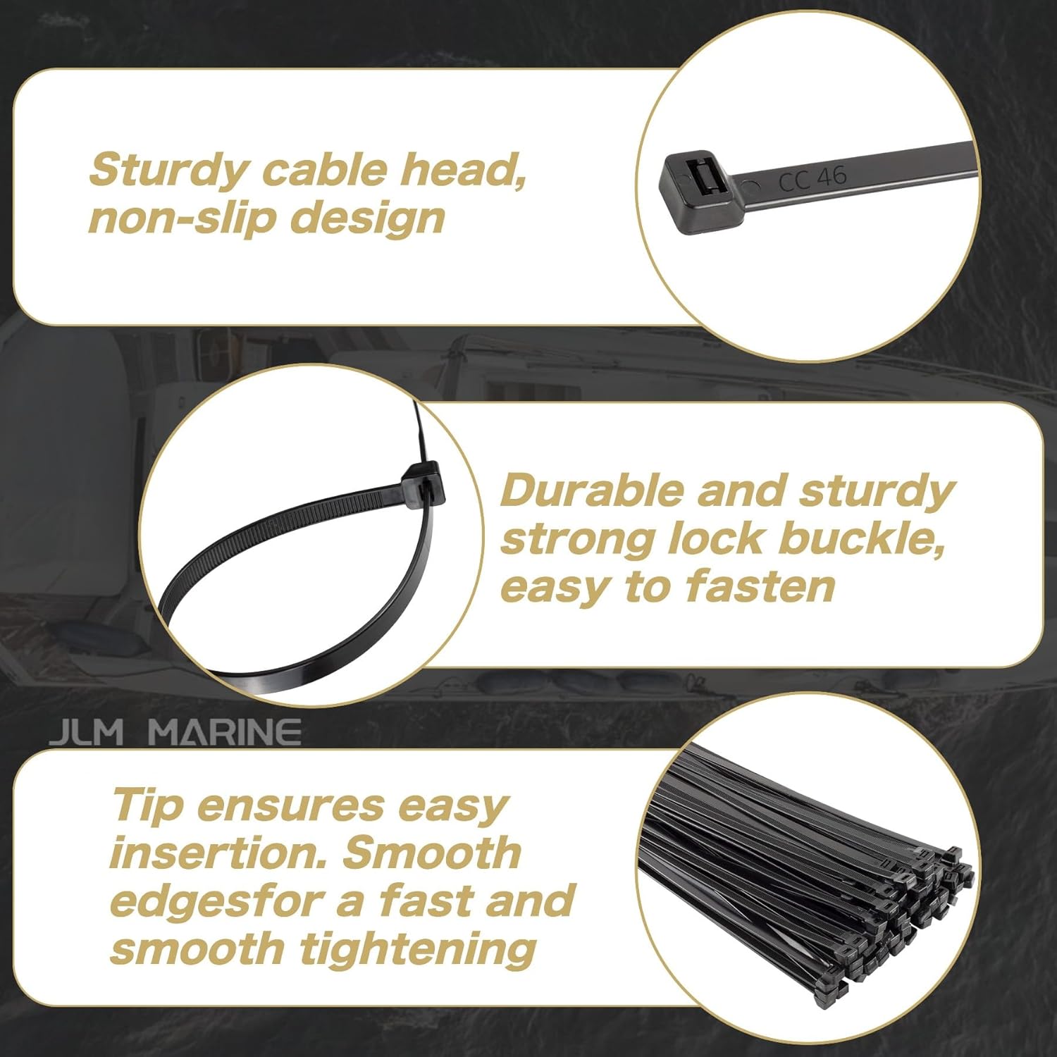 4 Pack 4 Inch Black Zip Ties UV Resistant Nylon Cable Ties Plastic Wire Ties Self-Locking Nylon Tie Strap