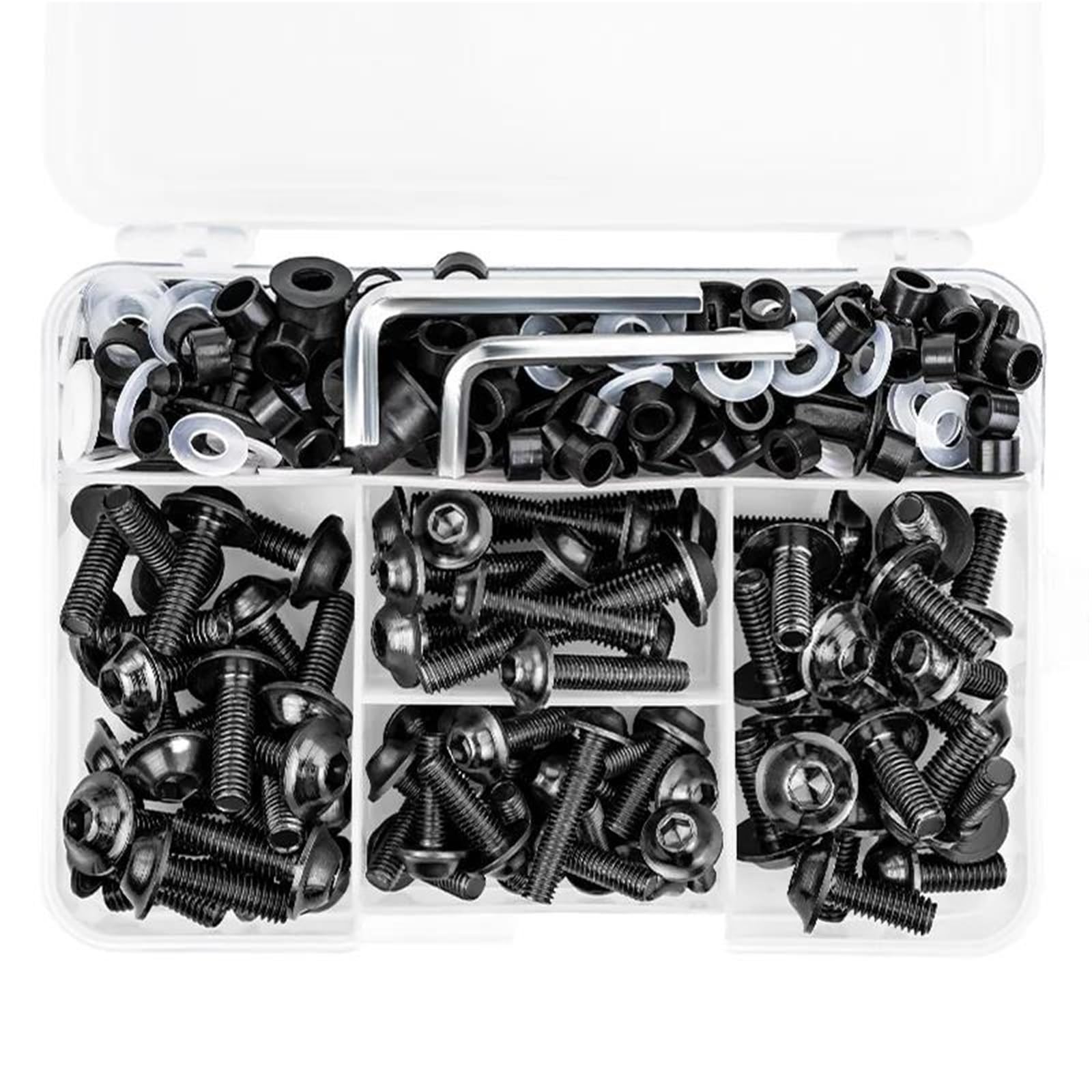 Motorradschrauben Für Für Ninja 650R 1000 Z750 Z1000 ZZR600, 190-teiliges Verkleidungsschrauben-Set, Karosseriemuttern Und Clips Motorradschraubenmuttern(SCHWARZ)