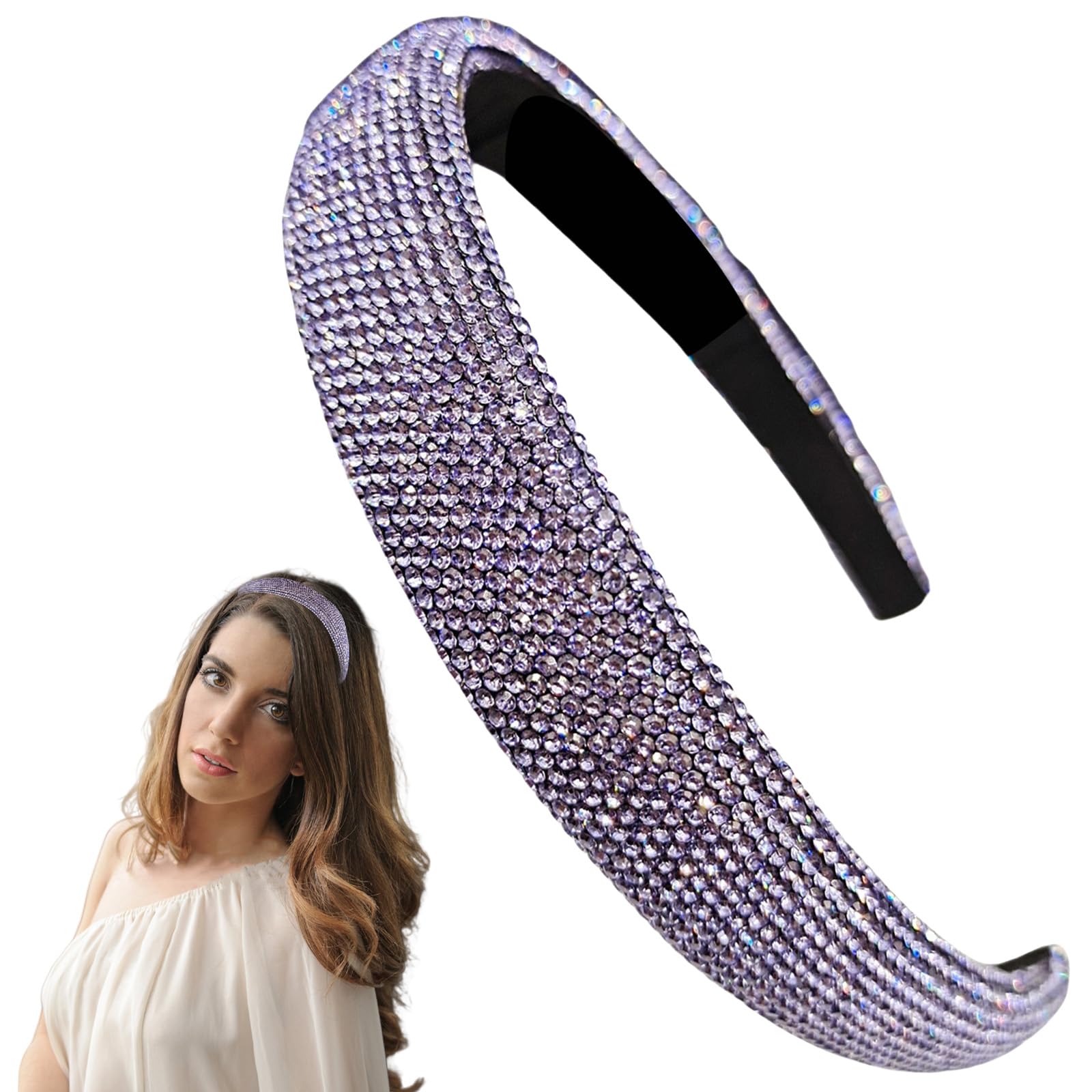 Hair Bands for Women Purple Crystal Headband Ladies Headbands Crystal Vintage Hairband Shiny 3224, H3224