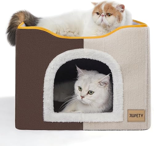 Jiupety Casa para gatos con rascador de gatos, casas para gatos de interior, cueva interior para gatos y gatos grandes de hasta 20 libras, color