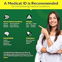 Vista 4 de Pulseras médicas mejoradas para hombres y mujeres con código QR, pulseras de identificación de alerta médica - Brazalete de acero de titanio, se