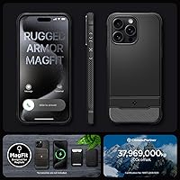 Vista 8 de Spigen - Rugged Armor MagFit - Funda diseñada para el iPhone 15 Pro (2023) [Protección de grado militar] Compatible con MagSafe - Negro mate