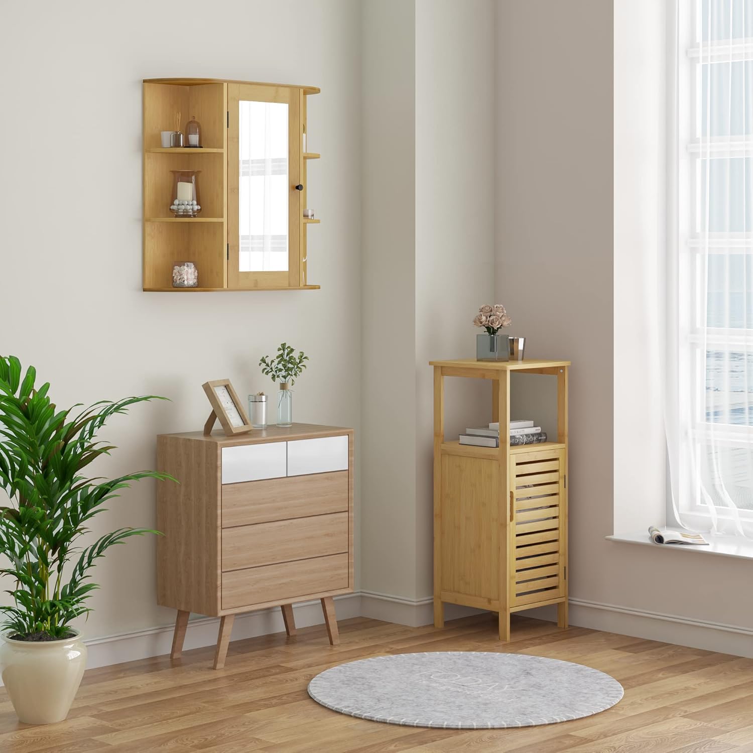 Diagram showing how to adjust the height of the shelves by 3cm increments