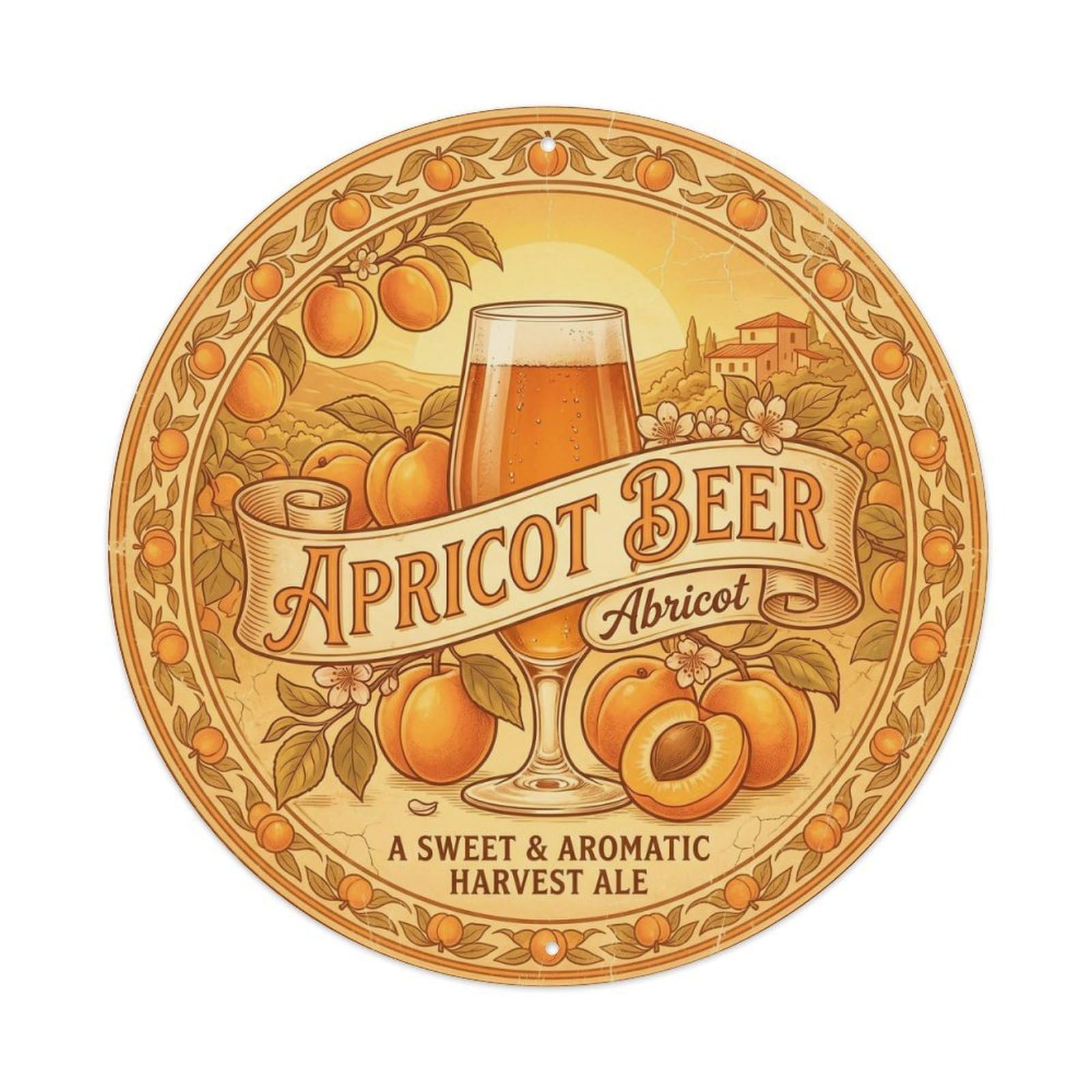 Apricot Beer Craft Flavored Barrel Brew Malt Roast Metal Tin Sign
