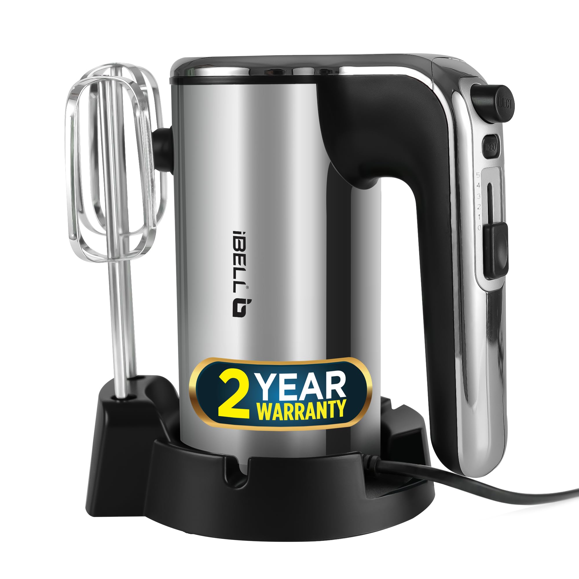 iBELL WHISK400 Electric Hand Mixer, 400W, Blender, Detachable Beaters & Dough Hooks, With Turbo button 5 Speed Settings(silver).-image-19