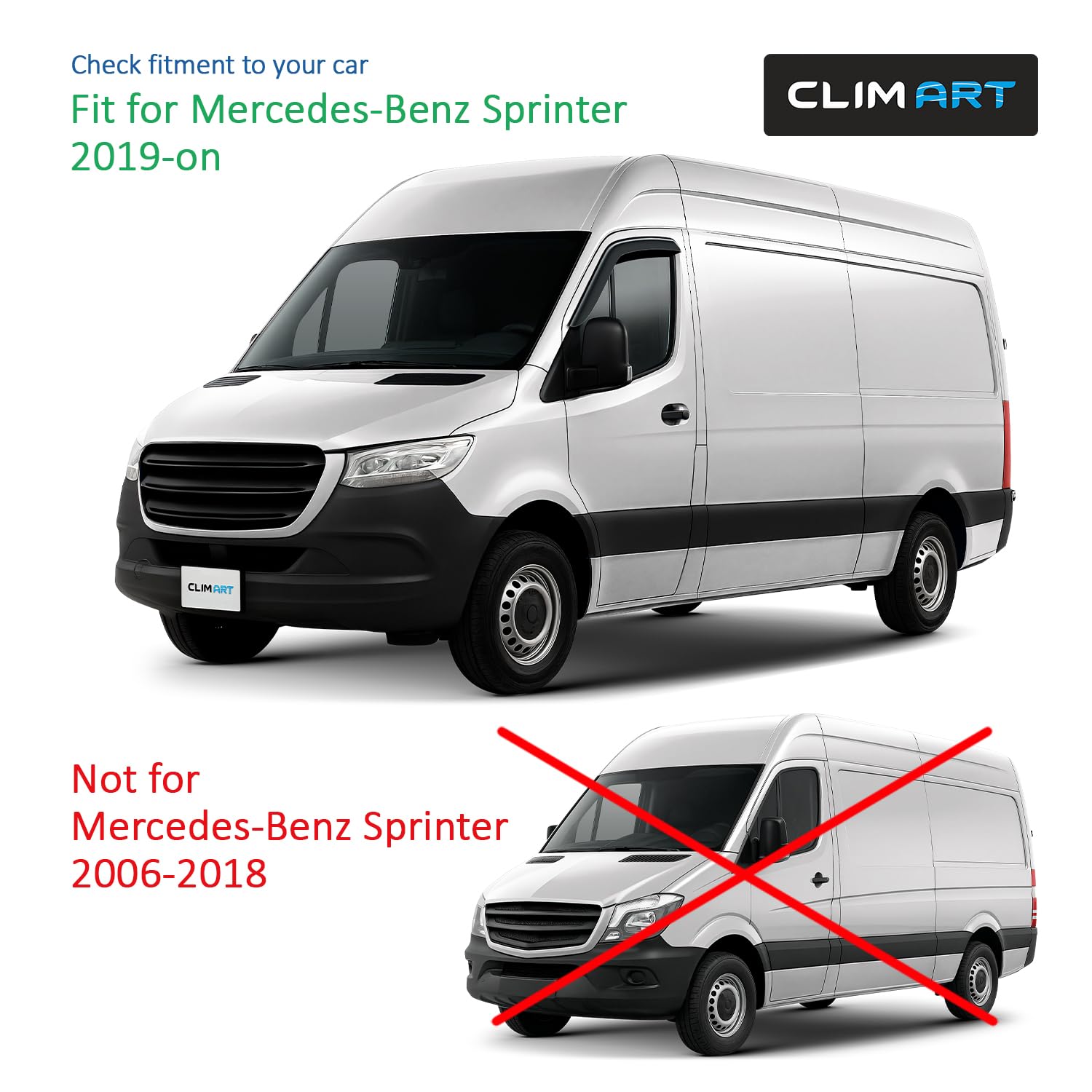 CLIM ART Deflektory kompatybilne z Mercedes Sprinter 19-26 Naklejana 2 szt