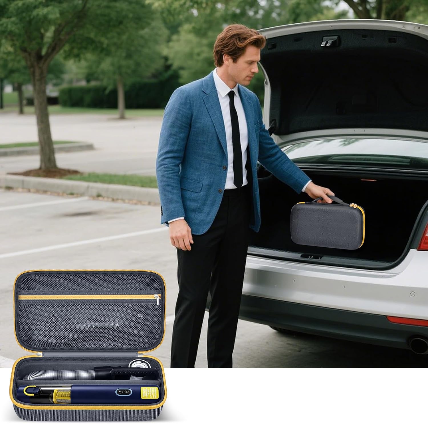Cordless Car Vacuum Storage Case for Fanttik Slim V8 Apex/Mate for Fanttik Slim V10 APEX/Mate,Portable Car Organizer with Removable Divider for Car Trunk, Travel, Home & Garage Storage- Gray