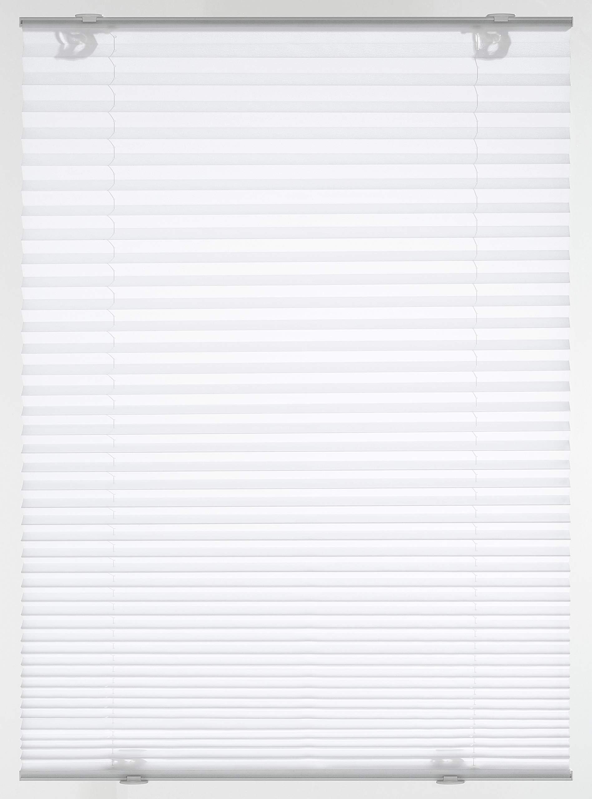 GARDINIA Solo pleated blind without drilling, with suction cups, opaque folding blind, including all mounting parts, 2 aluminum operating rails, white, 60 x 130 cm, 32919