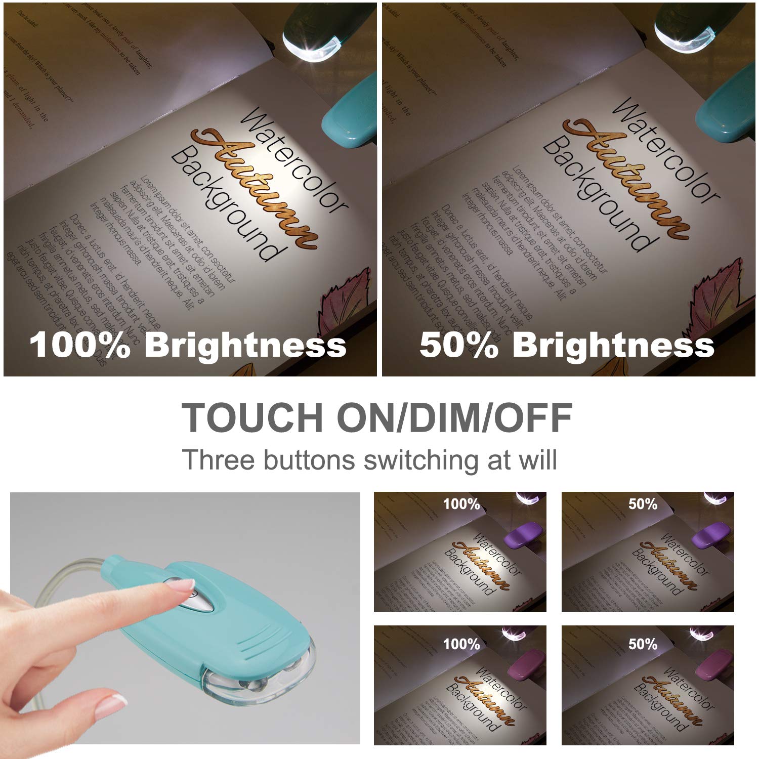 LUXSWAY Book Light for Reading at Night in Bed Kids Bookmark Bed Clip Book Lights for Kids Lamp Portable LED Reading Light with Flexible Cordless Reading Lamp for Travel