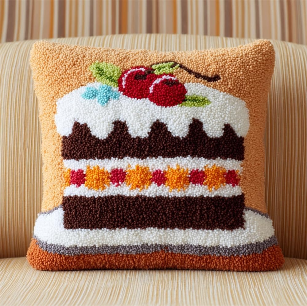 Taxpy Latch Hook Kits Pillow Cake 17X17In