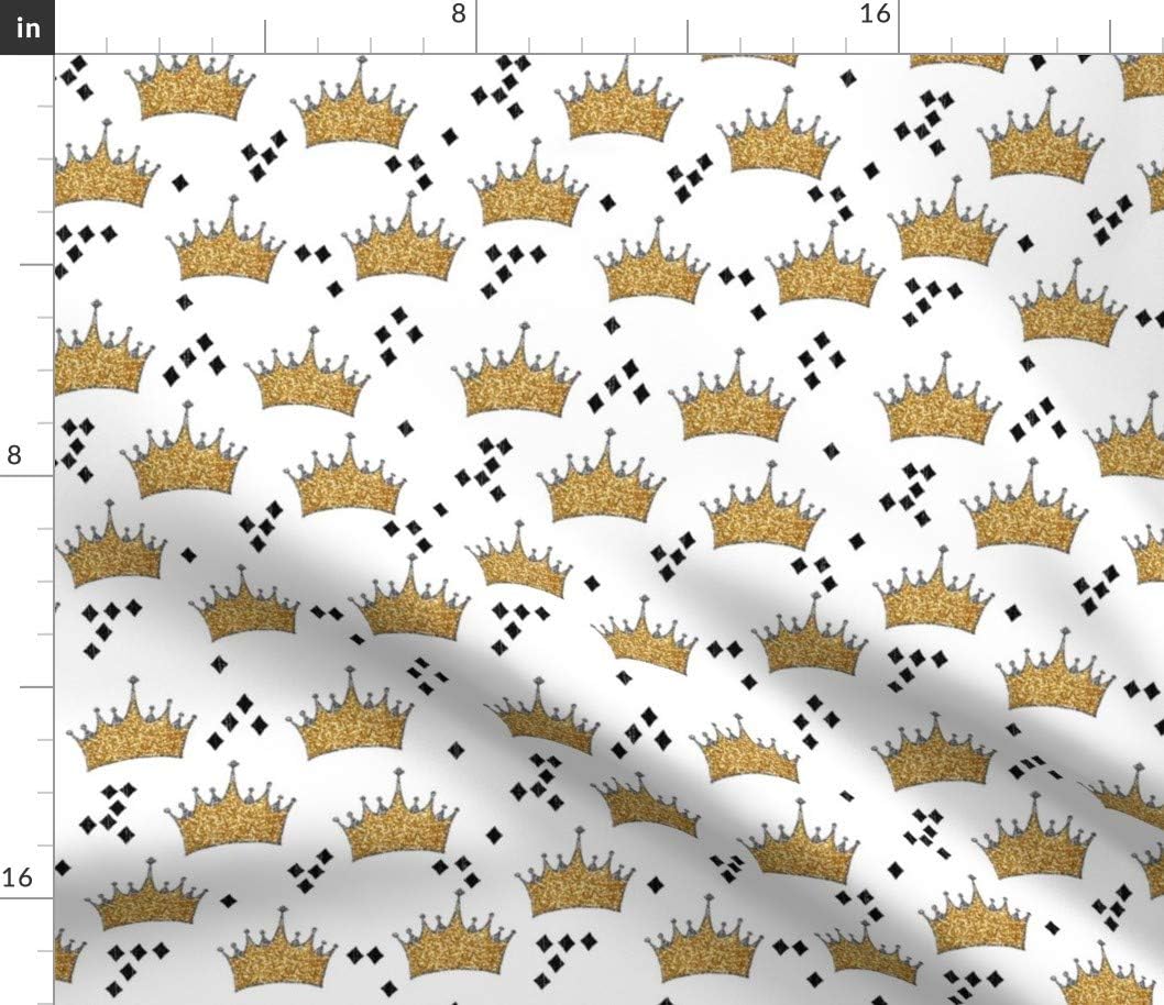 Spoonflower Fabric - Crowns Diamonds Crown King Gold Royal Kids Printed on Petal Signature Cotton Fabric by The Yard - Sewing Quilting Apparel Crafts Decor