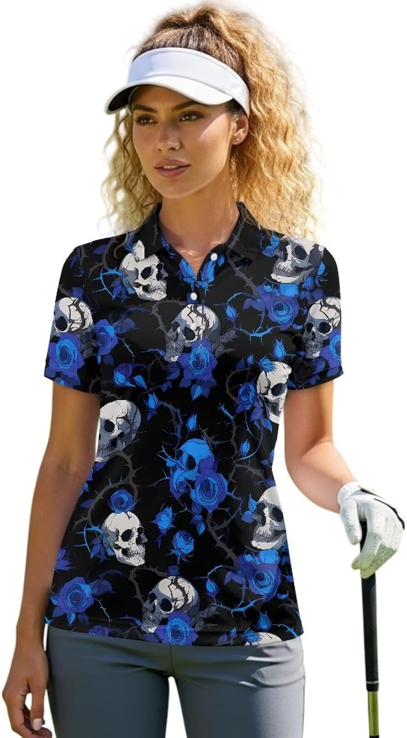 Women's Golf Polo Shirts 3-Button Quick Dry Moisture Wicking Golf Polo's Workout Business Office Activewear