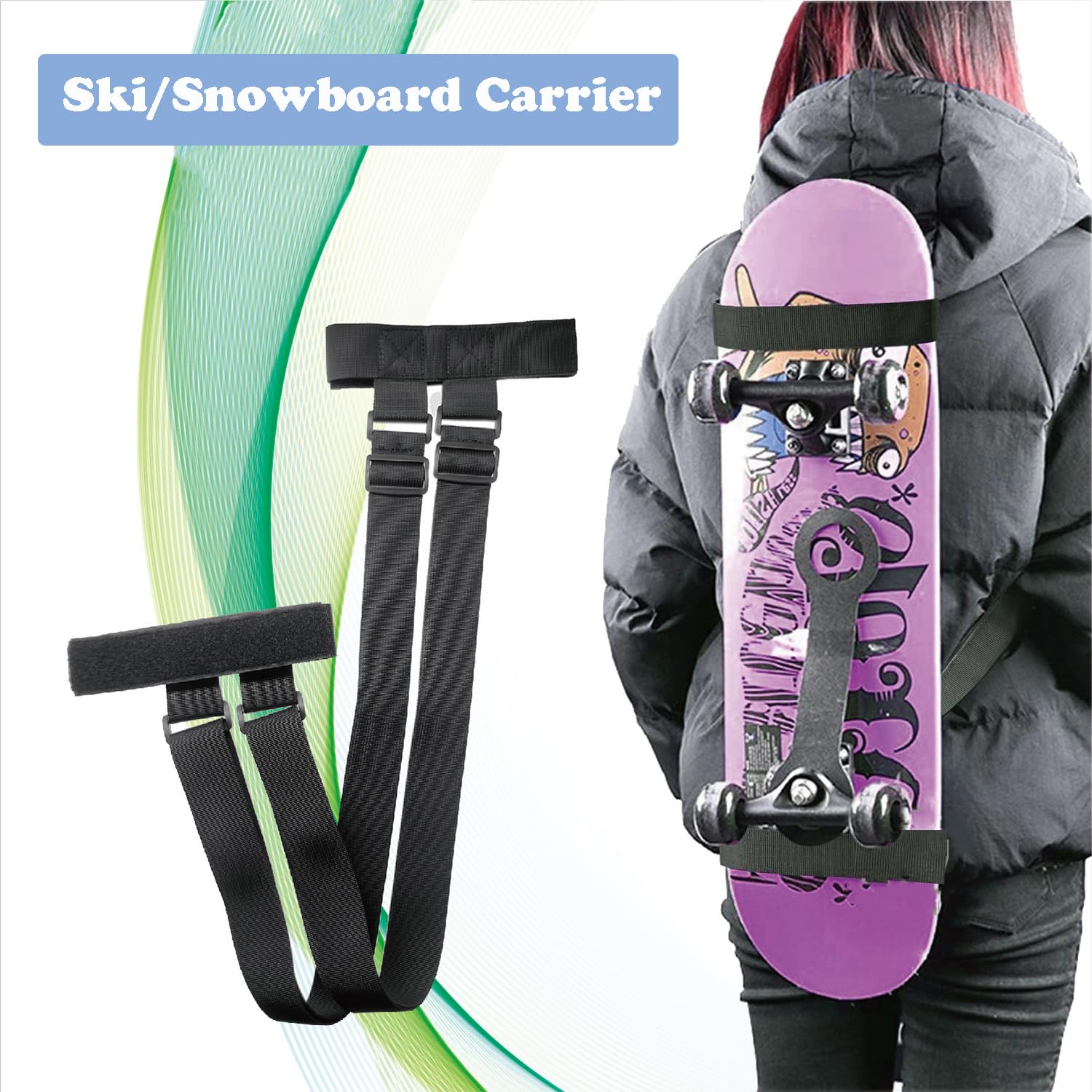 Transport pour épaule Skateboard, Porte-épaule pour Planche à roulettes, Sangle de Transport pour Épaule de Skateboard, Sac à Dos pour Longboard, pour Les Skateboards/Snowboards