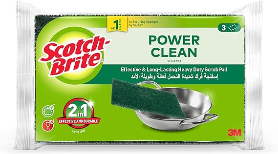 Scotch-Brite Heavy Duty Classic Scouring pad, 3 units/pack | Kitchen sponge | Dish sponge | Scrub | General Purpose Cleaning | Food Safe | Non-Rusting | Kitchen, Garage, Outdoor
