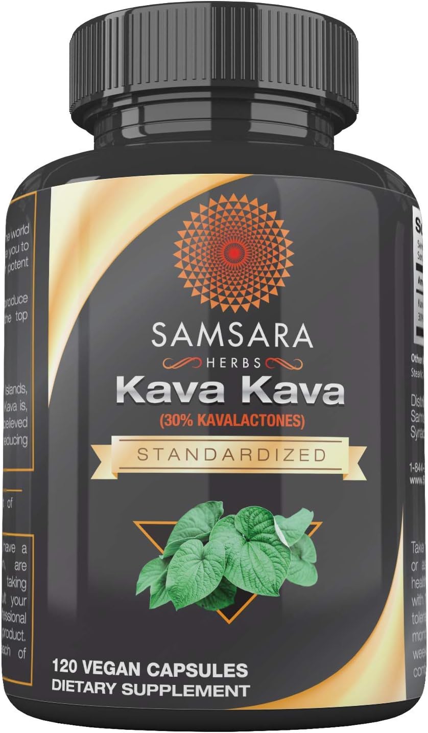 Kava Kava Extract Powder - 30% Kavalactones (120 Capsules) : Health & Household