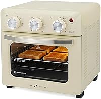 VAL CUCINA 6-in-1 Air Fryer Toaster Oven Combo: Compact 12.7QT Countertop Oven Fits 9" Pizza & 4 Toast Slices, Hexagon Heating, Retro Almond Yellow
