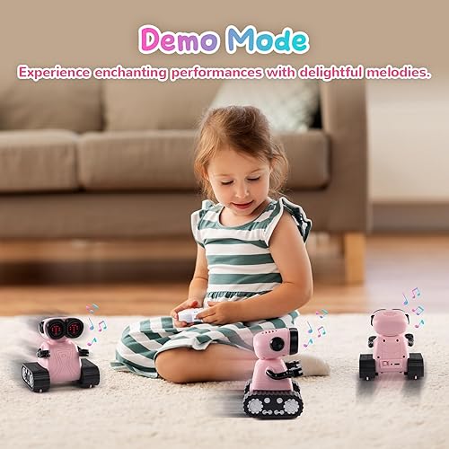 Miniatura 5 de SGILE Robot de control remoto con música y ojos de emojis LED, demostración automática, robots emo recargables RC para niños de 3, 4, 5, 6, 7 años,