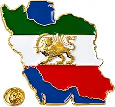 Iran Map Enamel Pin Badge – Persian Lion & Sun Flag Design – Metal Lapel Pin Brooch for Jacket, Backpack or Bag – Iran Gift, Souvenir, Collectible Pin – Pahlavi Symbol – 3cm x 3cm