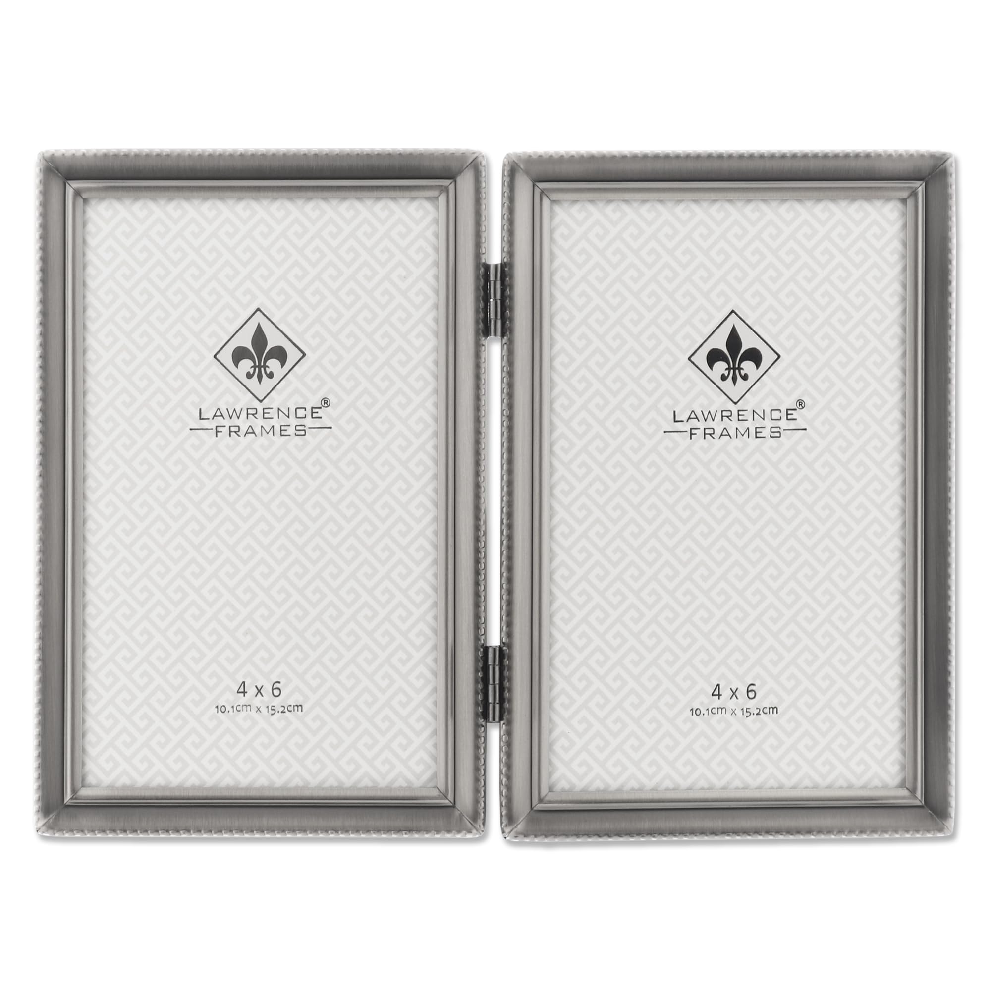 Lawrence Frames Doppel-Bilderrahmen mit Scharnier, 10 x 15 cm, Antik-Zinn-Design