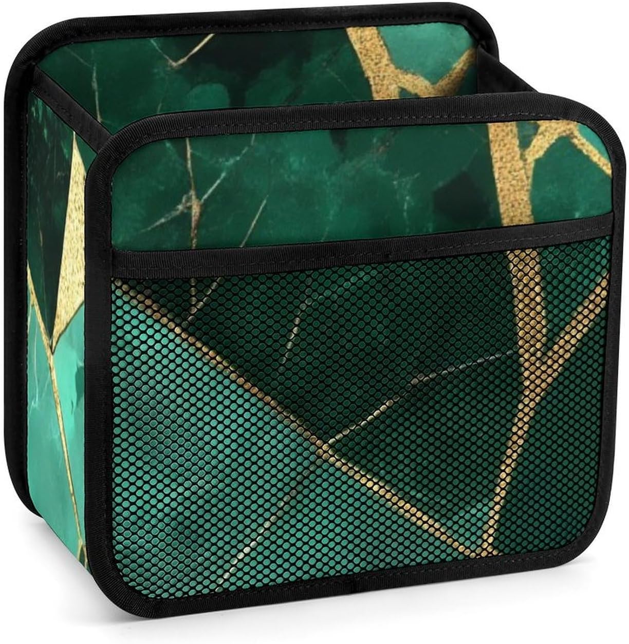 Large Hanging Storage Box Car Seat Storage Organizer Bag With Mesh Pocket Emerald Green Marbled Gold Glitters Green Marble