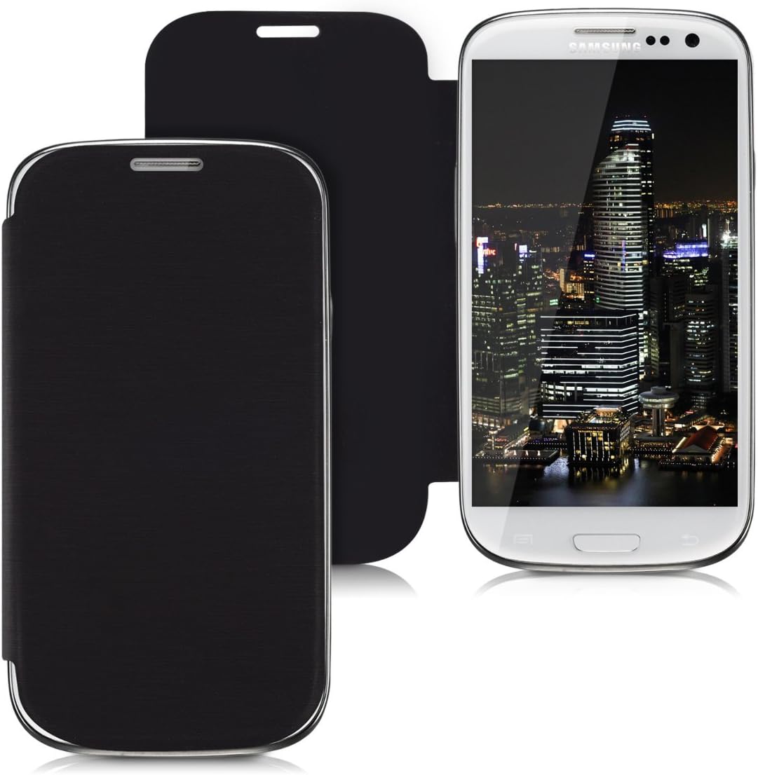 kwmobile Flip Cover Case Compatible with Samsung Galaxy S3 / S3 Neo - Practical and Chic - Black
