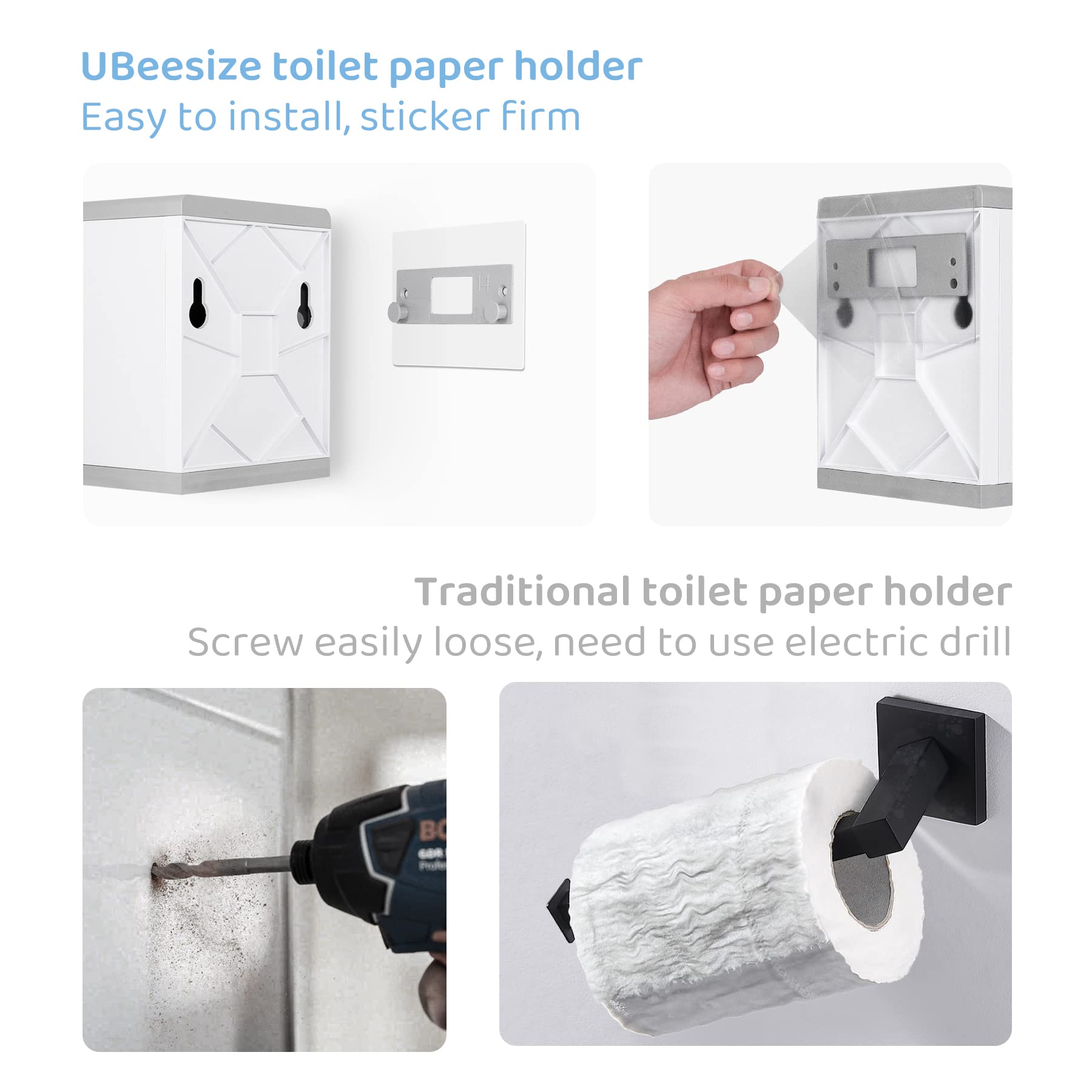 Ubeesize Toilettenpapierhalter – Klebehalterung Oder Freistehend – Wasserdicht & Platzsparend