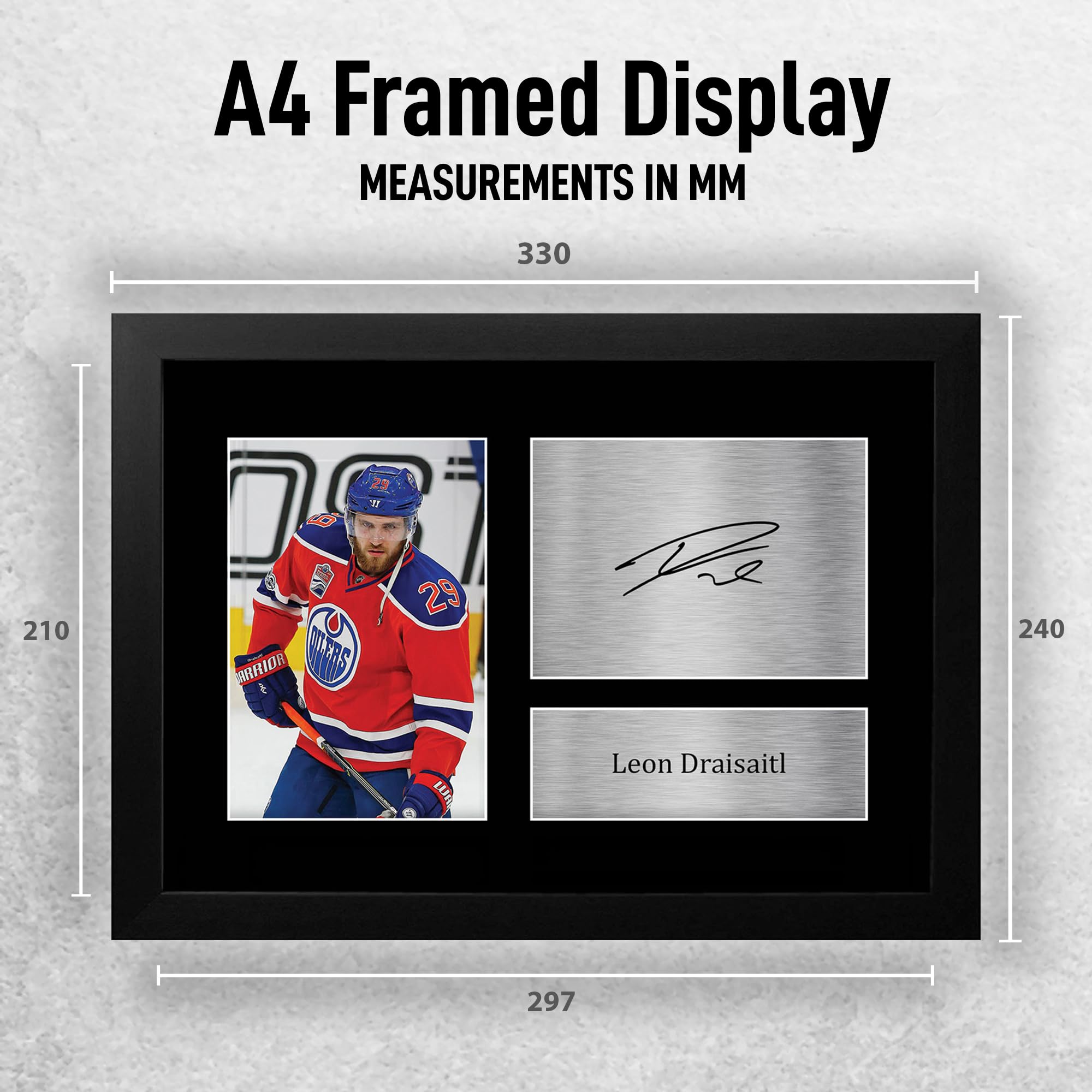 HWC Trading Leon Draisaitl Edmonton Oilers Geschenke Gedrucktes Signiertes Autogramm Foto für Eishockey Anhänger and Fans - A4 Gerahmt