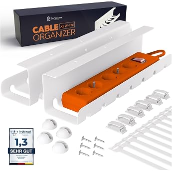 Cable Duct Desk White - 2 Cable Management