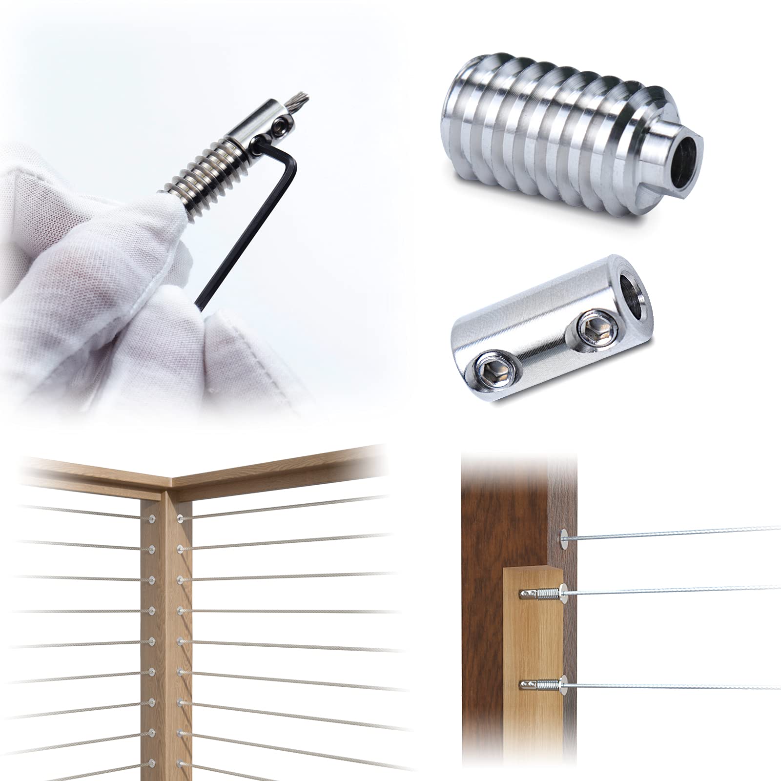 Buy Muzata 20Pack Invisible Swageless 3/16" Cable Railing Kit Lag Screw