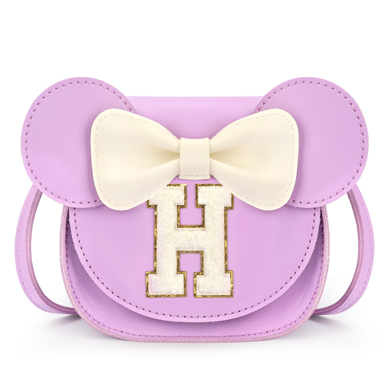 mibasies Toddler Purse 3-8 Girls, Purple Letter H Birthday Gift