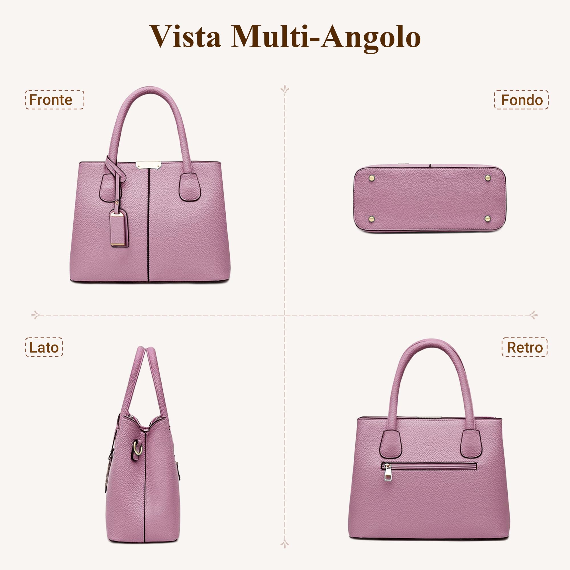 DIRRONA Elegante Donna Borsa a Mano Casuale Borsa a Tracolla Viaggio Crossbody Borsa Tote Impermeabile PU Pelle Borsa Mano Viola
