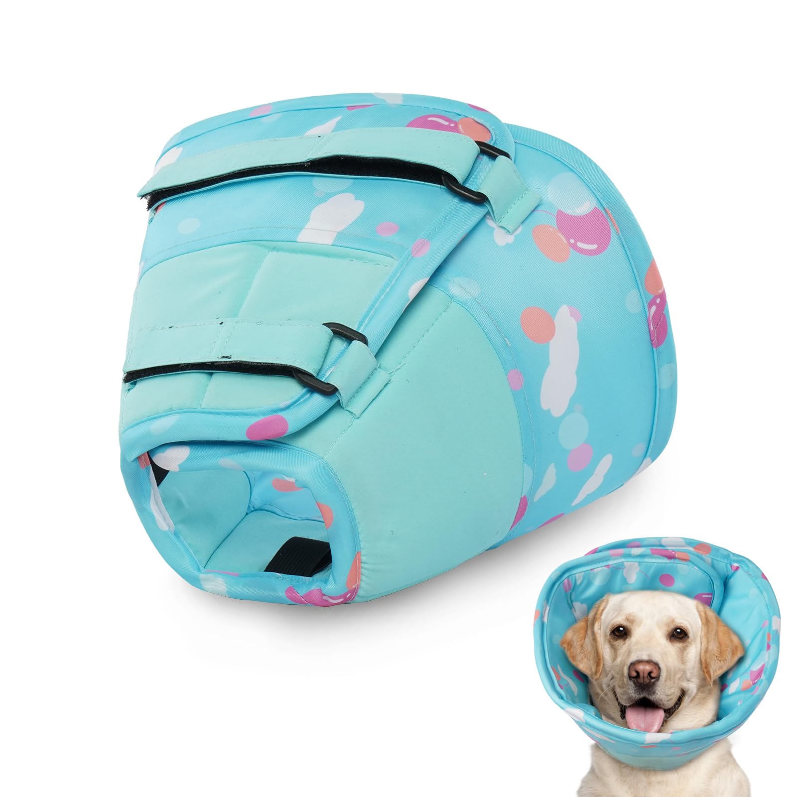 Hjumarayan Collar Isabelino Perro, Collar Recuperación Perro Campana Perro Suave, Cono Perro Collarin Perros para no Rascarse para Mascotas Recuperación de Cirugía o Heridas (Azul M)