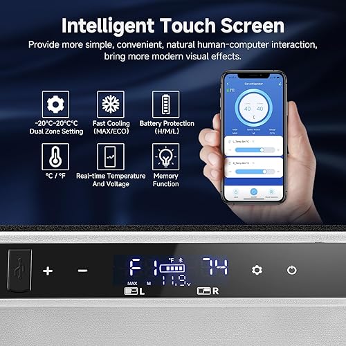 Miniatura 7 de BODEGACOOLER Refrigerador portátil de 12 voltios para el coche, refrigerador para el coche de doble zona y control por aplicación, congelador Negro