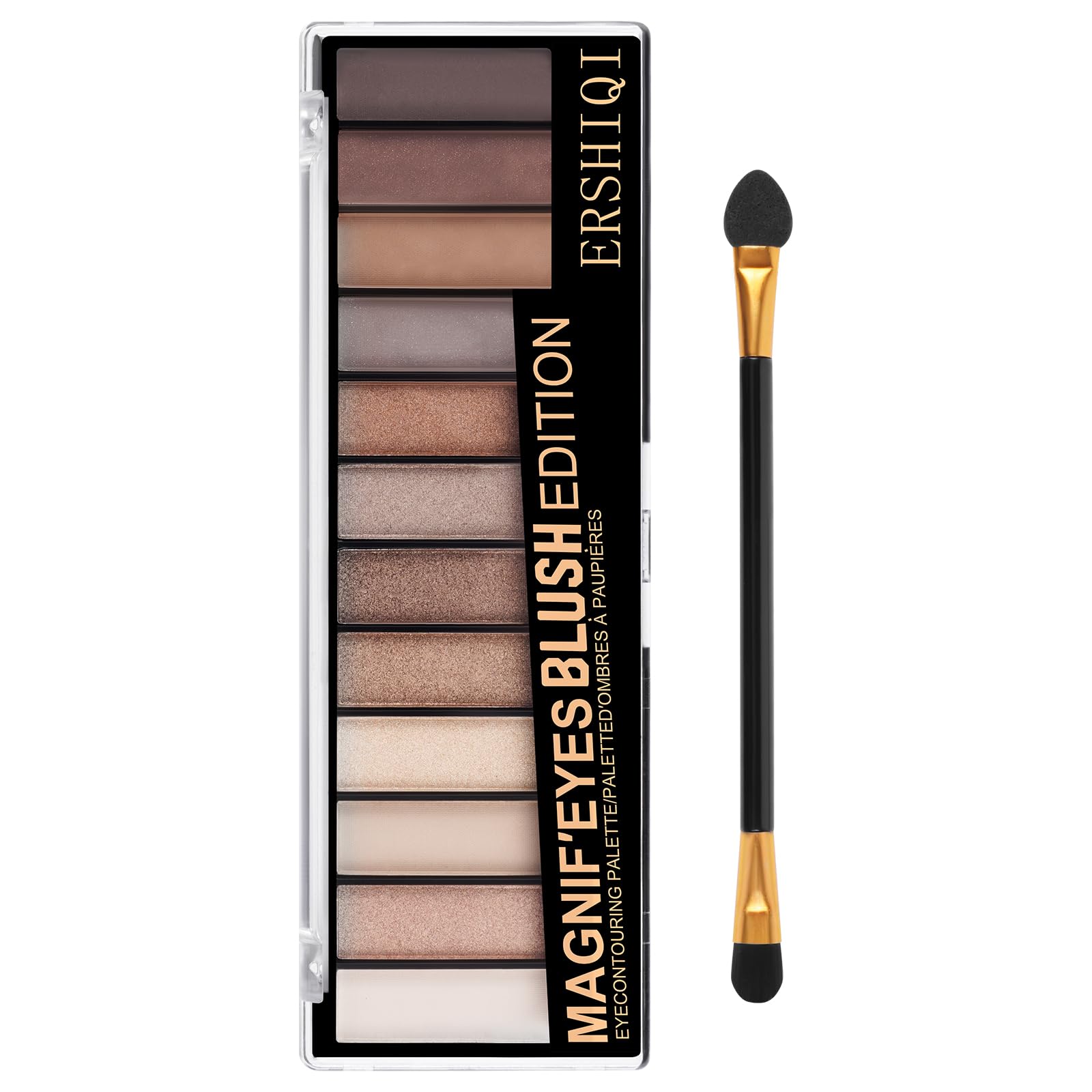 BUTBU Marrón Paletas de Sombras de Ojos, 12 Colores Eyeshadow Palette, Paleta Maquillaje Profesionales, Fórmula Vegana, Warm Neutrals, con Múltiples Acabados: Mate, Perlado y Satinado