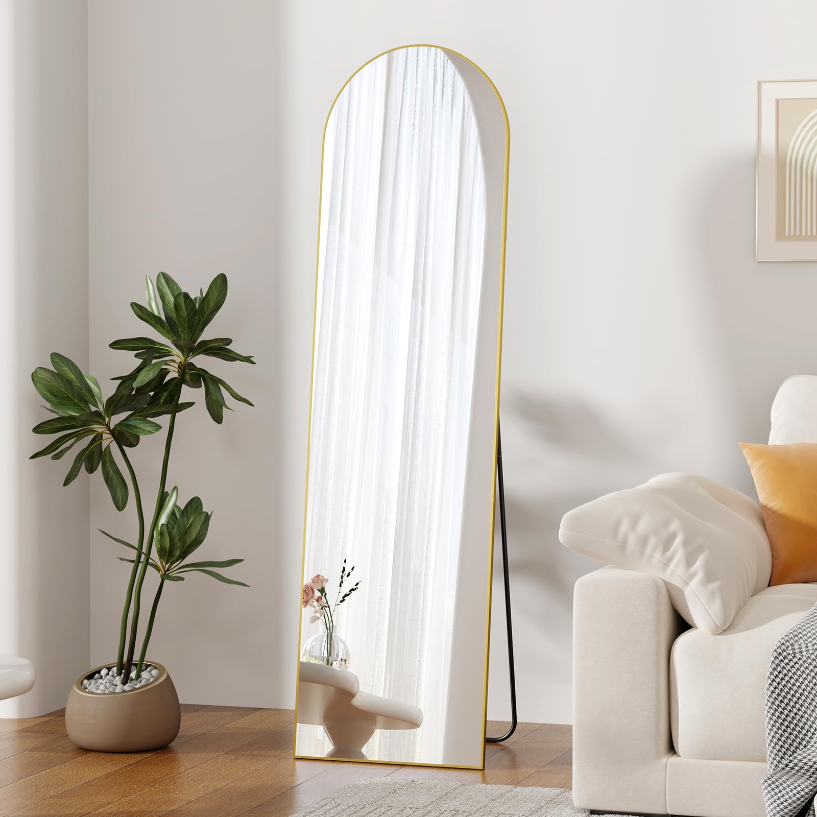 Full Length Mirror,58" x16,3 in 1Full Length Mirror can Wall Mounted,Standing or Leaning,Full Body Mirrors with Aluminum Alloy Frame,Home Decor Gold