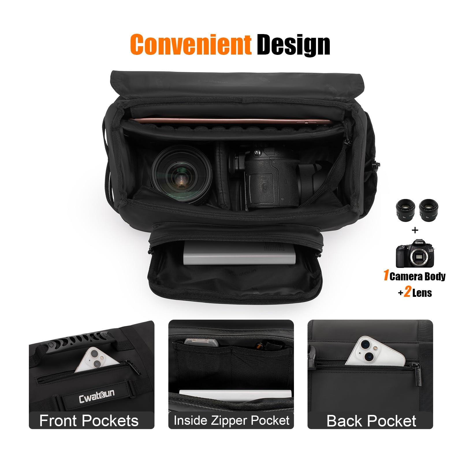 Cwatcun Camera Sling Bag for DSLR Cameras - Dettaglio