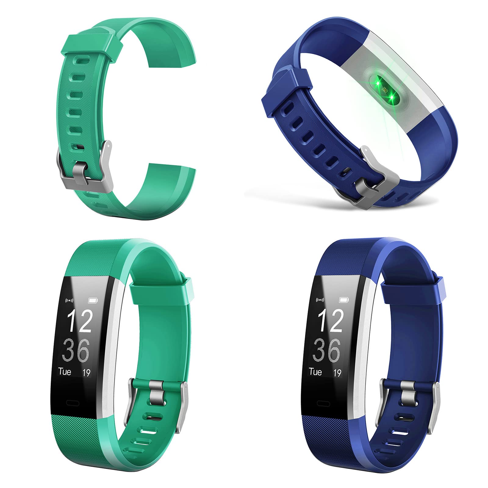 Junerain Ersatzarmbänder Für ID115plus HR Smartwatch – 2 Stück, Verstellbar, Schwarz Und Violett