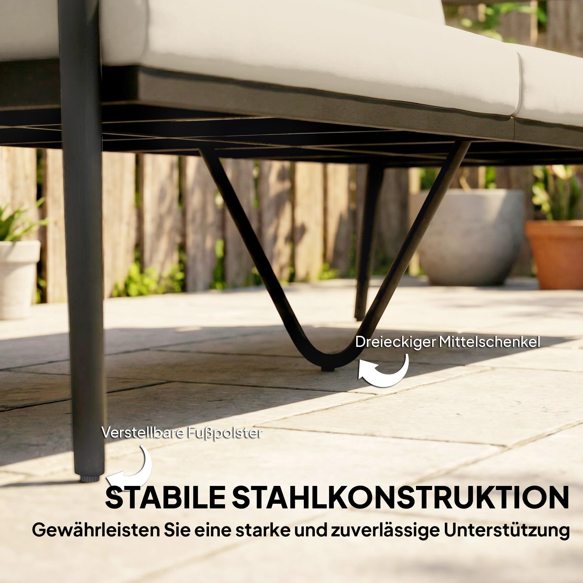 Outsunny Gartensofa 3-Sitzer Rattan Loungesofa mit abnehmbar Kissen Holzoptik-Armlehnen Stahlrahmen wetterfest Gartenbank Outdoor Sitzbank Gartenmöbel für Garten Terrasse Khaki