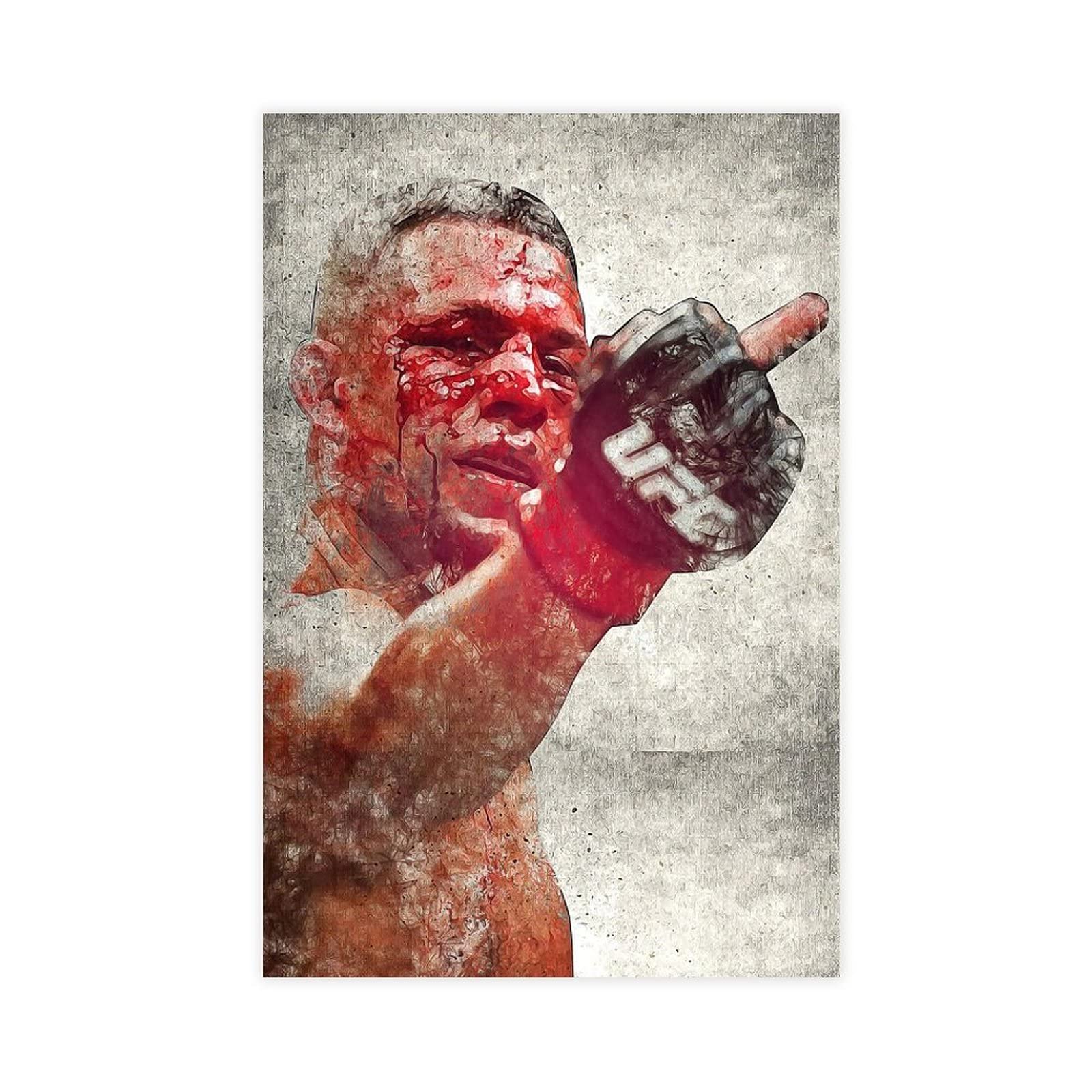 Poster Toile Nate Diaz - Déco Chambre Ou Bureau - Sport Paysage - Cadeau Sans Cadre 20x30 Cm - Personnalisable - 9