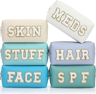 Kigeli Bolsa de maquillaje grande de piel sin...