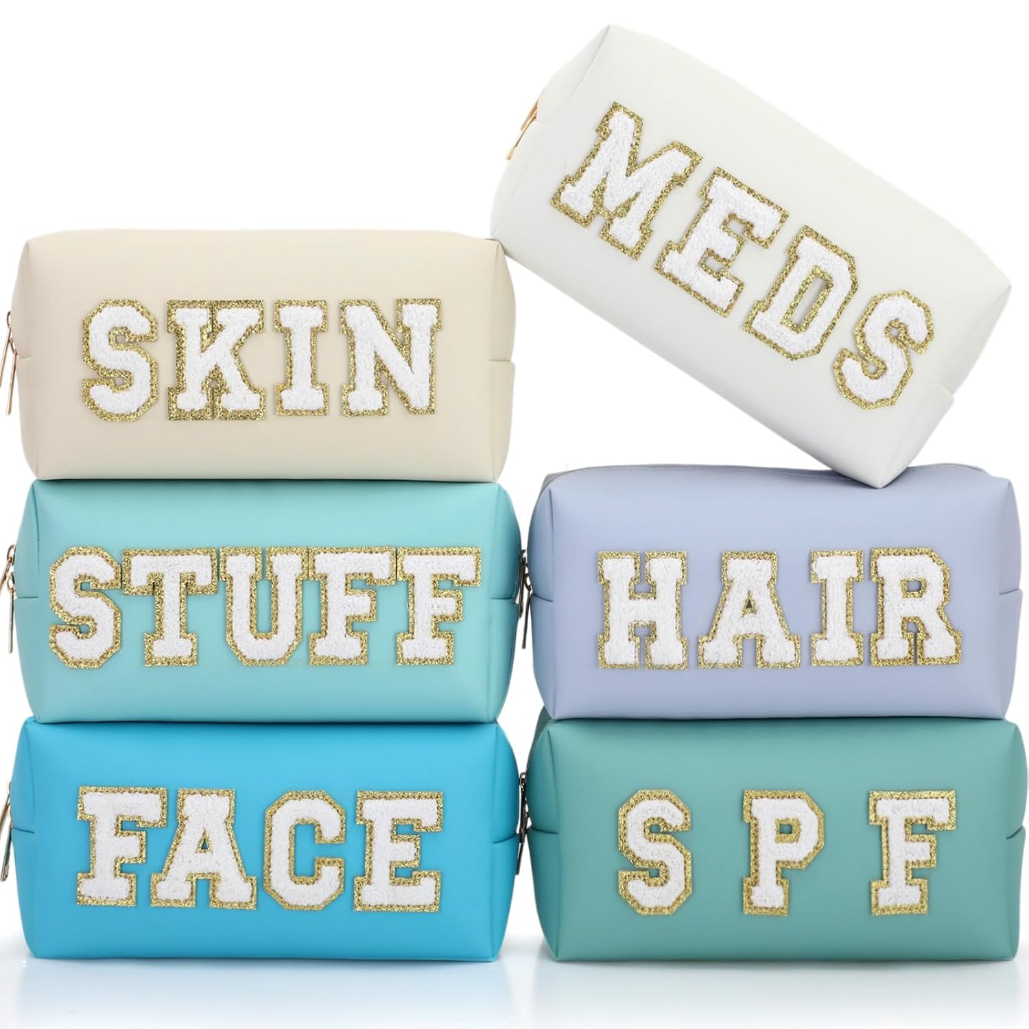 Giesiery 8 Pcs Checkered Makeup Bag Bulk Cosmetic Organizer for Women & Teens Preppy Travel Toiletry Pouch for Skincare & Brushes Bridesmaid Proposal Gifts (24, Pastel Color)
