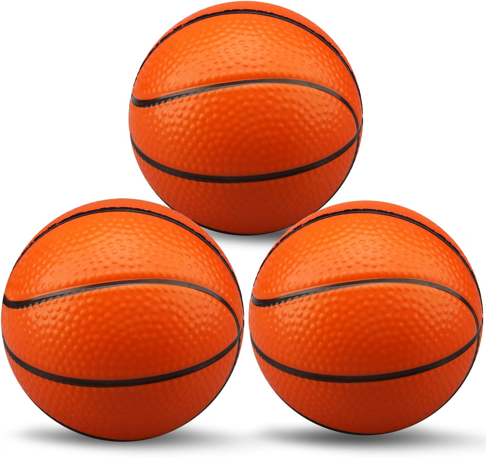13CM Mini Foam Basketball for Mini Basketball Hoop, 5 Inch Squishy Squeeze Stress Ball for Pool Office, Soft Beach Balls for Kids Toddler Indoor Outdoor Sport Ball Pit Game Gift Set 3 PCS (Orange)