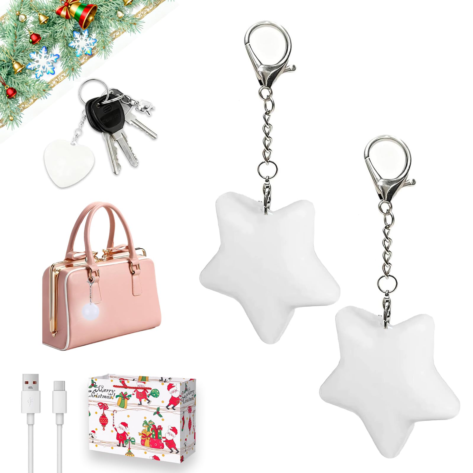 fjaldjfu Love Wallet Tote Bag Touch Sensing Light, Portable Heart-Shaped Handbag Light, Automatic Sensor Rechargeable Purse Lights, Mini Pocket Light for Handbag, Heart Accessories for Women (2PCS*F)