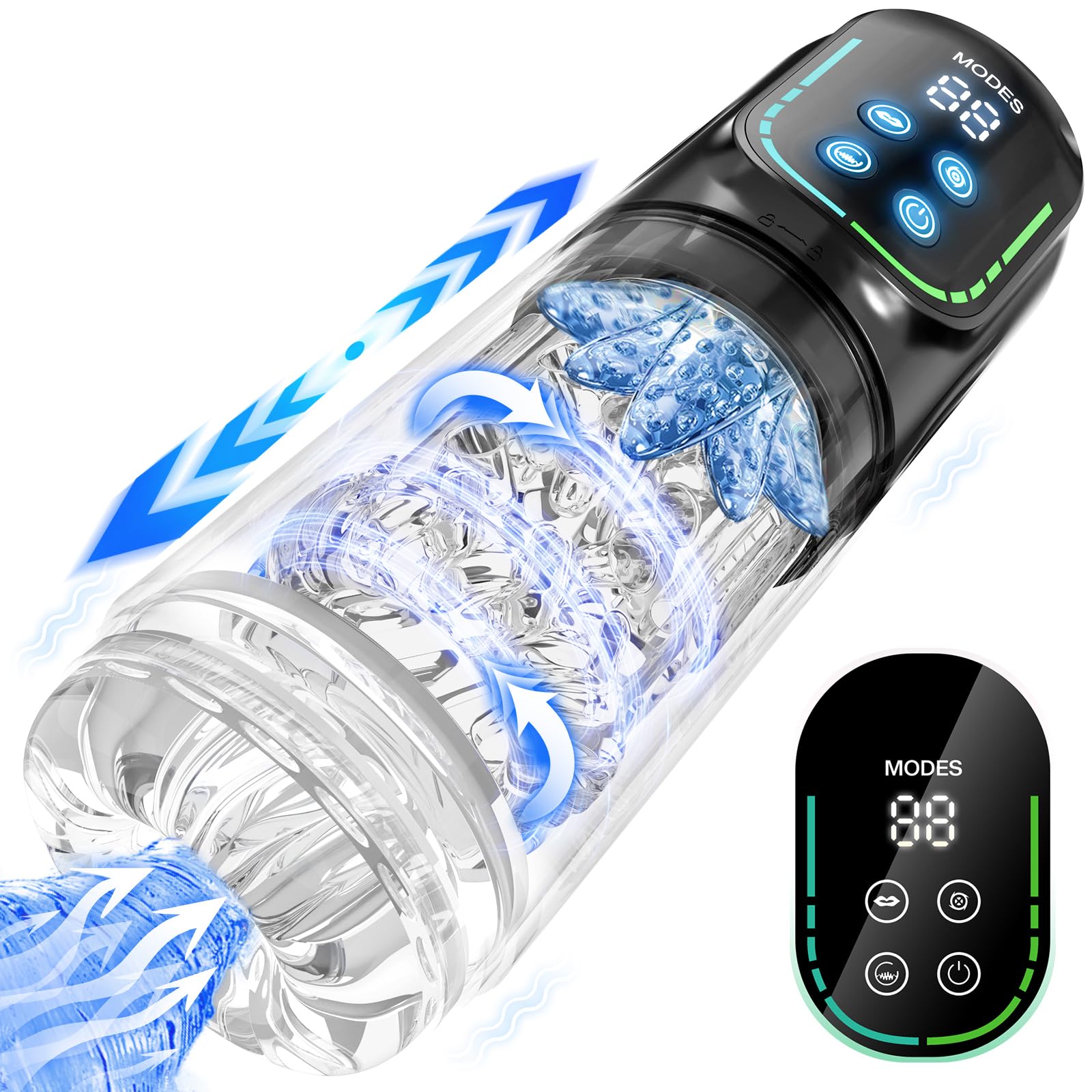 Elektrischer Masturbator Masturbieren für Männer 7 Teleskopfunktion & Rotierend & Saugen, Sex Spielzeug für die Männer Vibratorensets, Taschenmuschi Masturbatoren Penis Eichel Stimulator Sex Toys